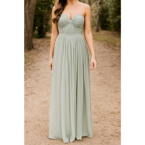 Elegant Strapless Green Evening Gown